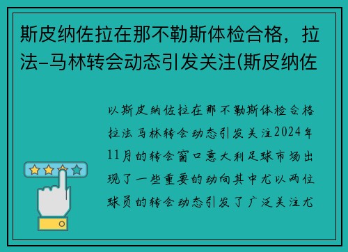 斯皮纳佐拉在那不勒斯体检合格,拉法-马林转会动态引发关注(斯皮纳佐拉决赛)