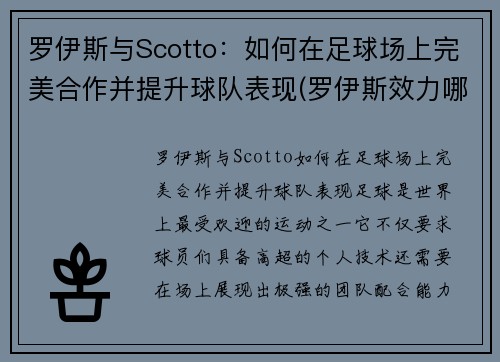 罗伊斯与Scotto：如何在足球场上完美合作并提升球队表现(罗伊斯效力哪家俱乐部)